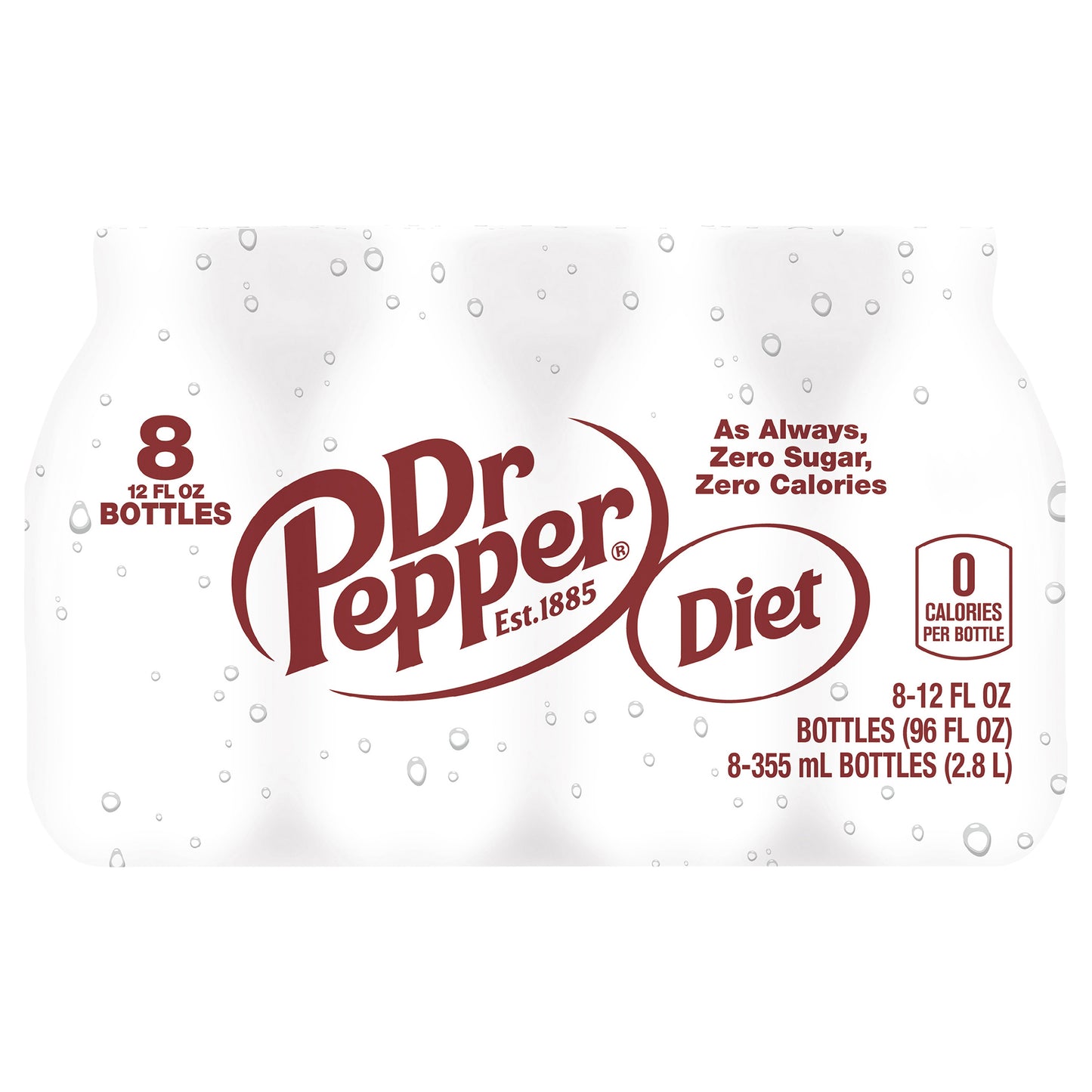 Diet Dr Pepper Soda, 12 fl oz bottles, 8 pack