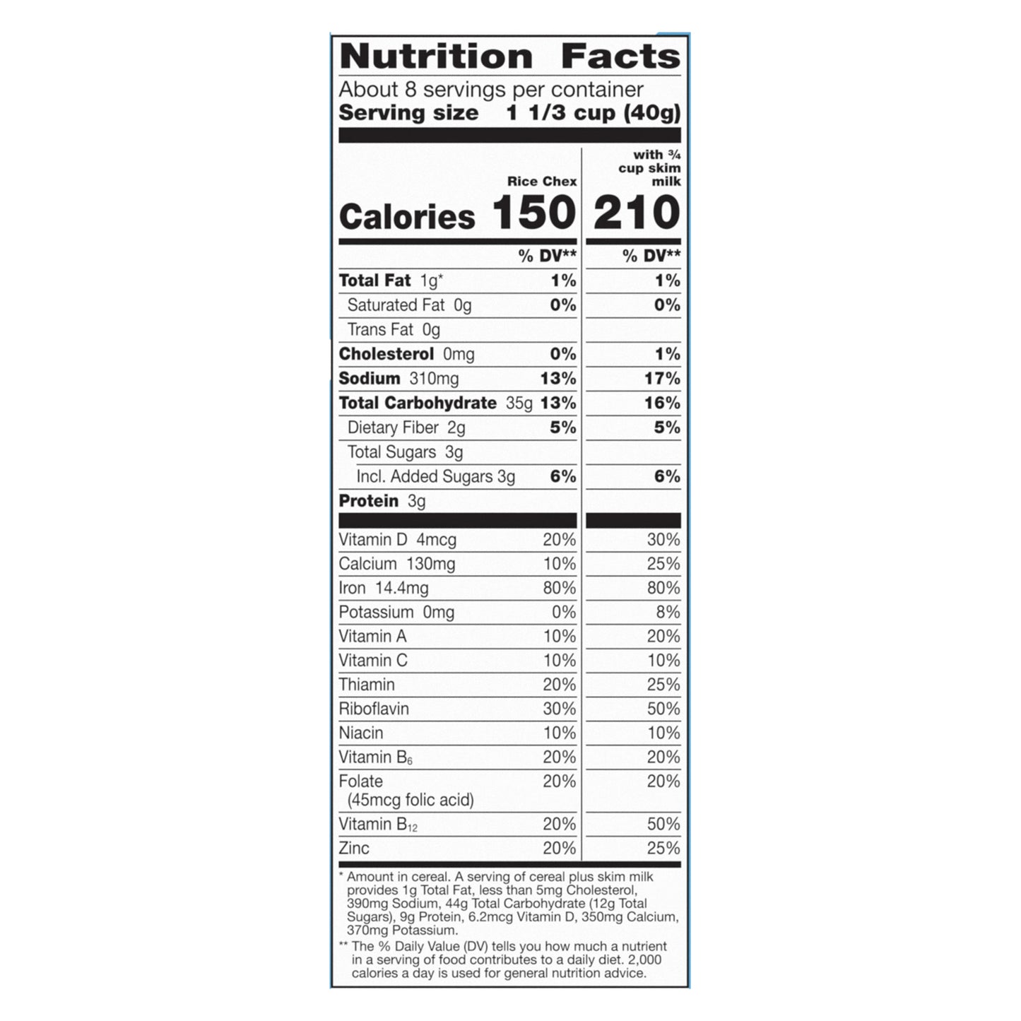 Rice Chex Gluten Free Breakfast Cereal, Made with Whole Grain, 12 oz