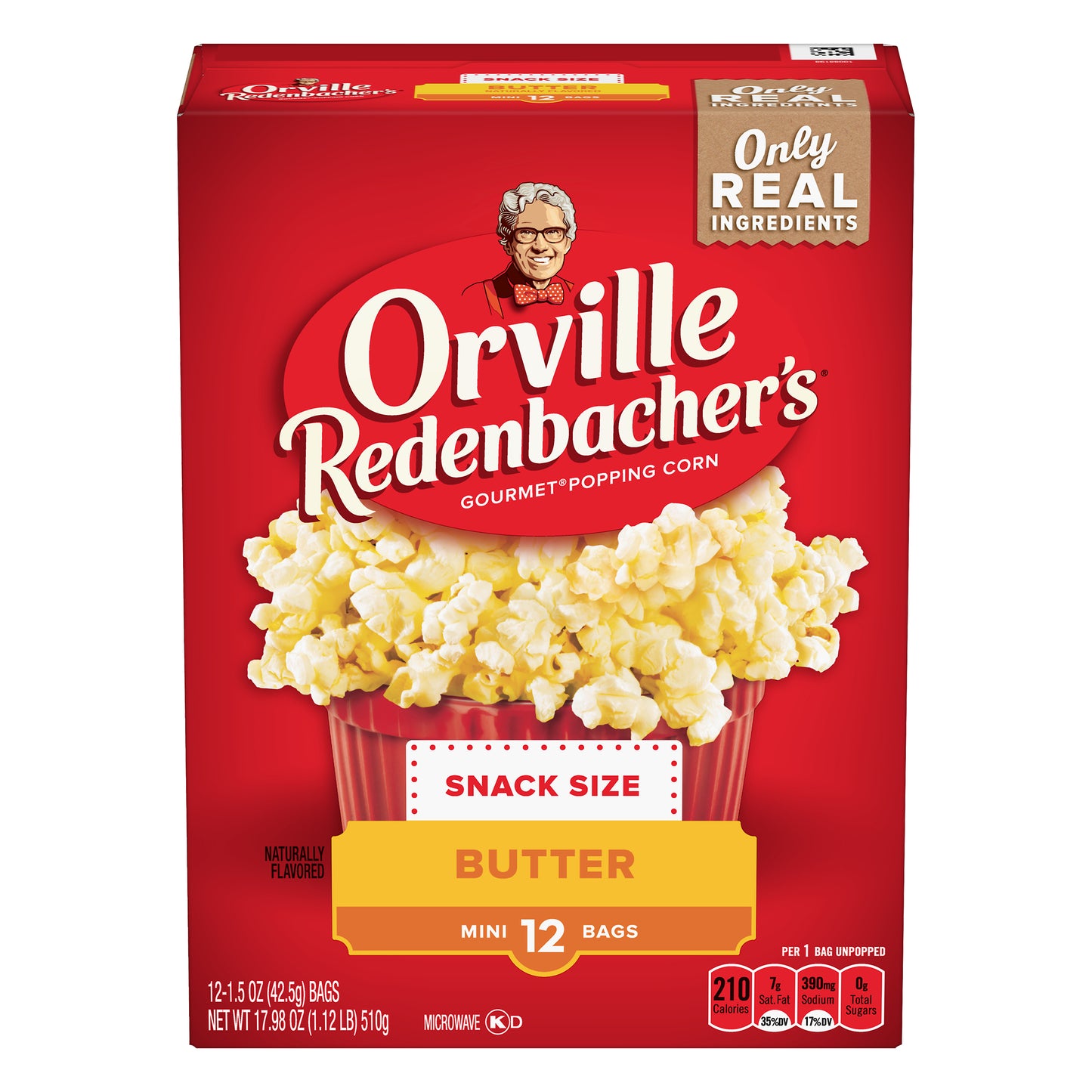 Orville Redenbacher's Butter Popcorn, 1.5 Ounce Single Serve Bag, 12-Count