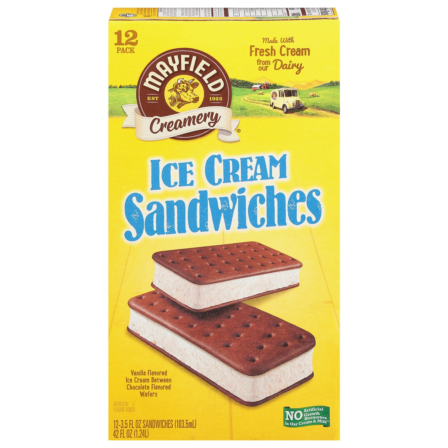 Mayfield Creamery Vanilla Flavored Ice Cream Sandwiches 12 - 3.5 fl oz ea