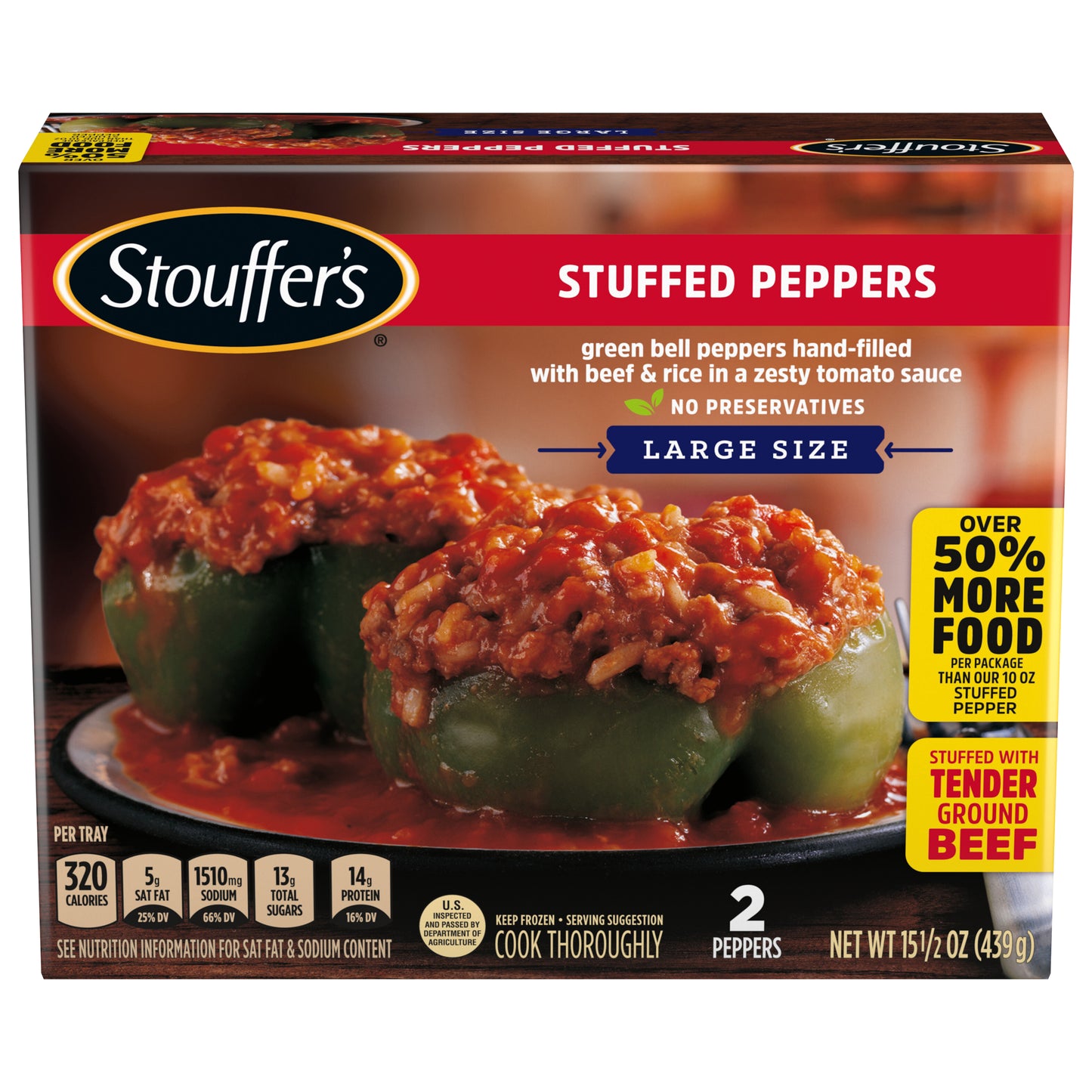 Stouffer's Stuffed Peppers Large Size Frozen Meal 15.5 oz.