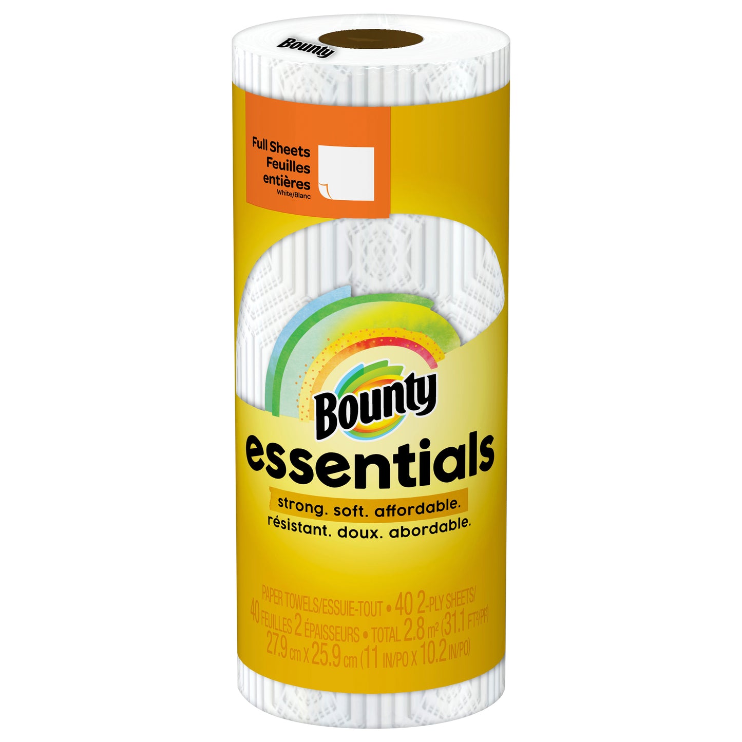 Bounty Essentials Paper Towels, White, 1 Regular Roll, 1 Count