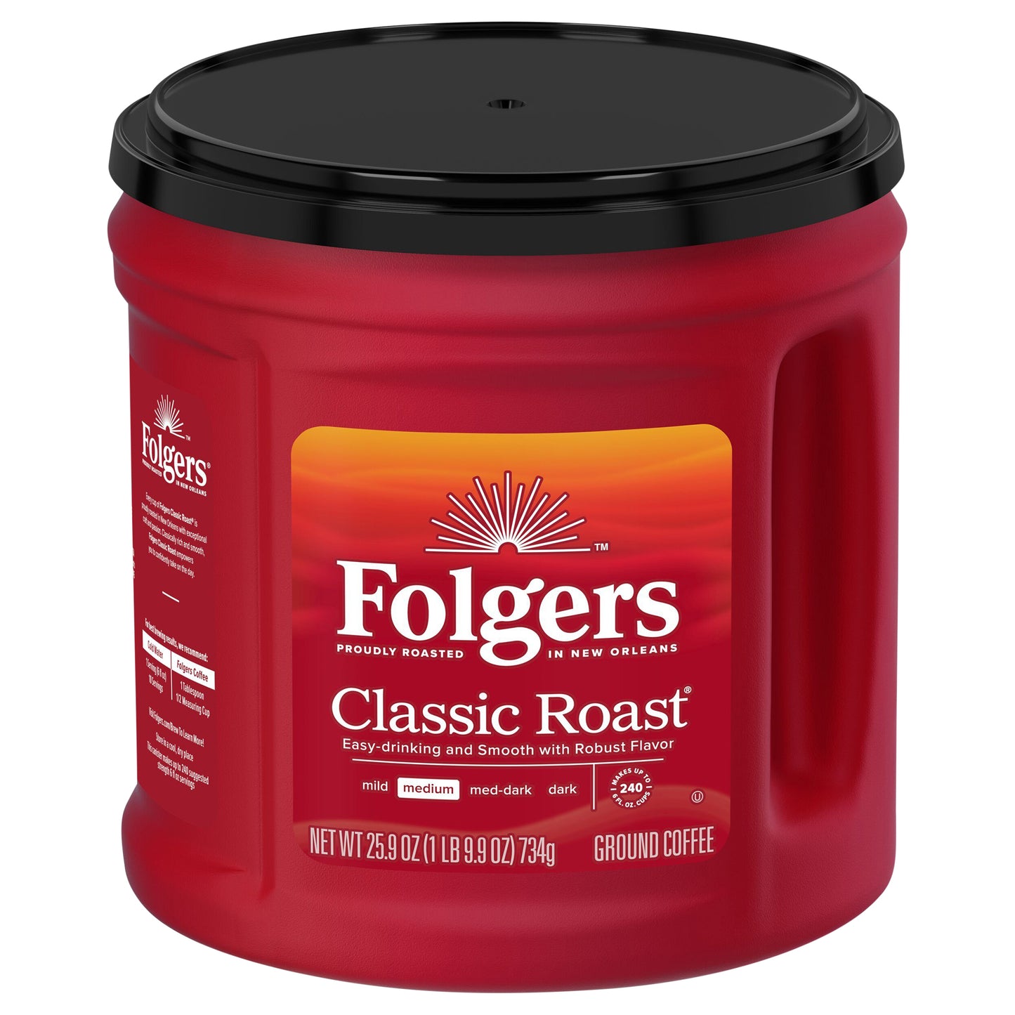 Folgers Classic Roast Ground Coffee, Medium Roast Coffee, 25.9 Ounce Canister