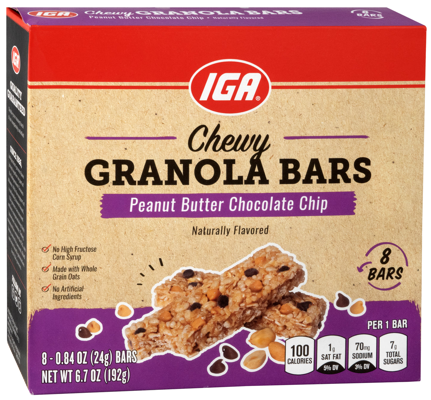 GRANOLA BARS CHEWY PEANUT BUTTER CHOCOLATE CHIP 8 CT 6.7 OZ