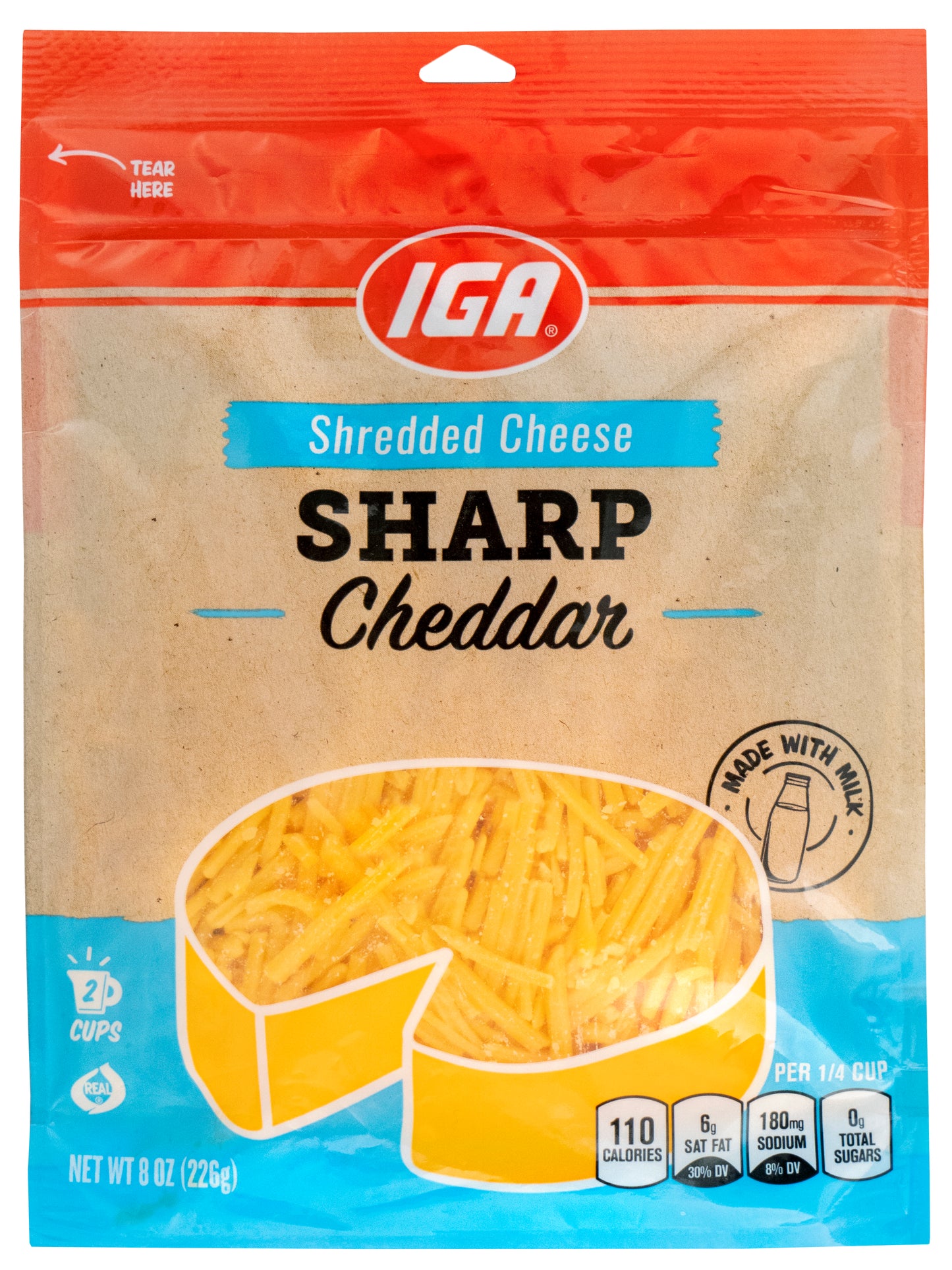 SHREDDED SHARP CHEDDAR CHEESE 8 OZ