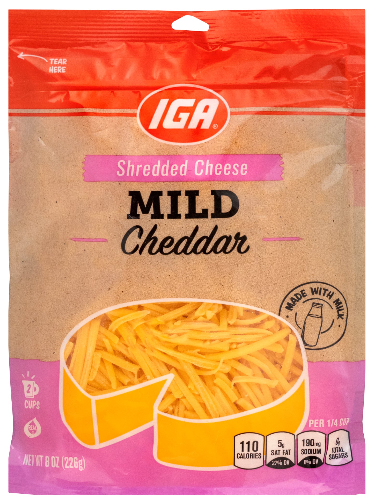 SHREDDED CHEDDAR MILD CHEESE 8 OZ