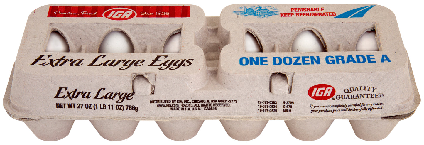 EGGS WHITE EXTRA LARGE GRADE A 12 CT PULP