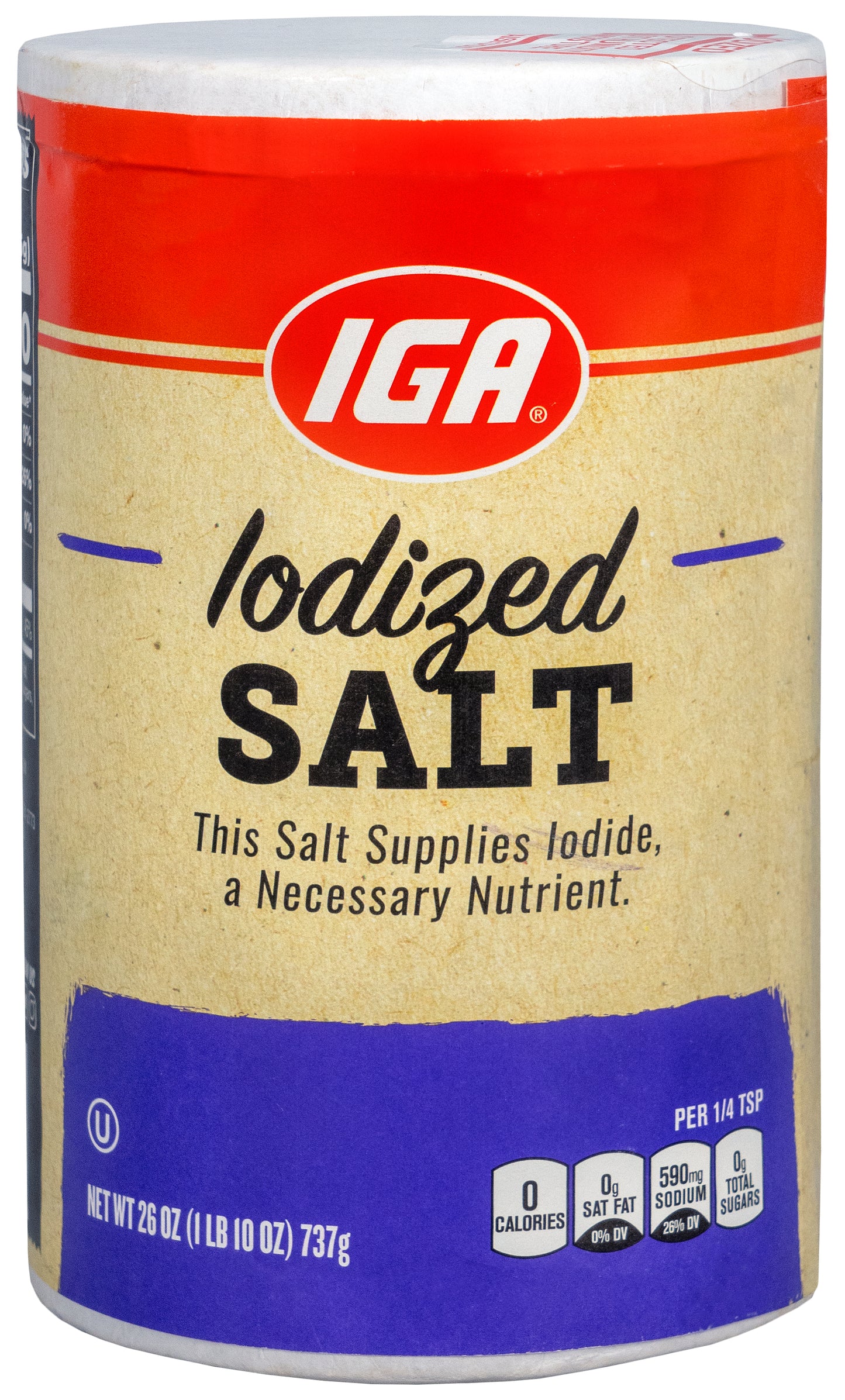 SALT IODIZED CANISTER 26 OZ