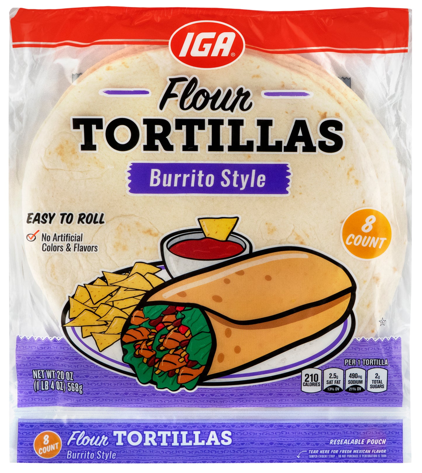 TORTILLAS FLOUR BURRITO STYLE 8 CT 20 OZ