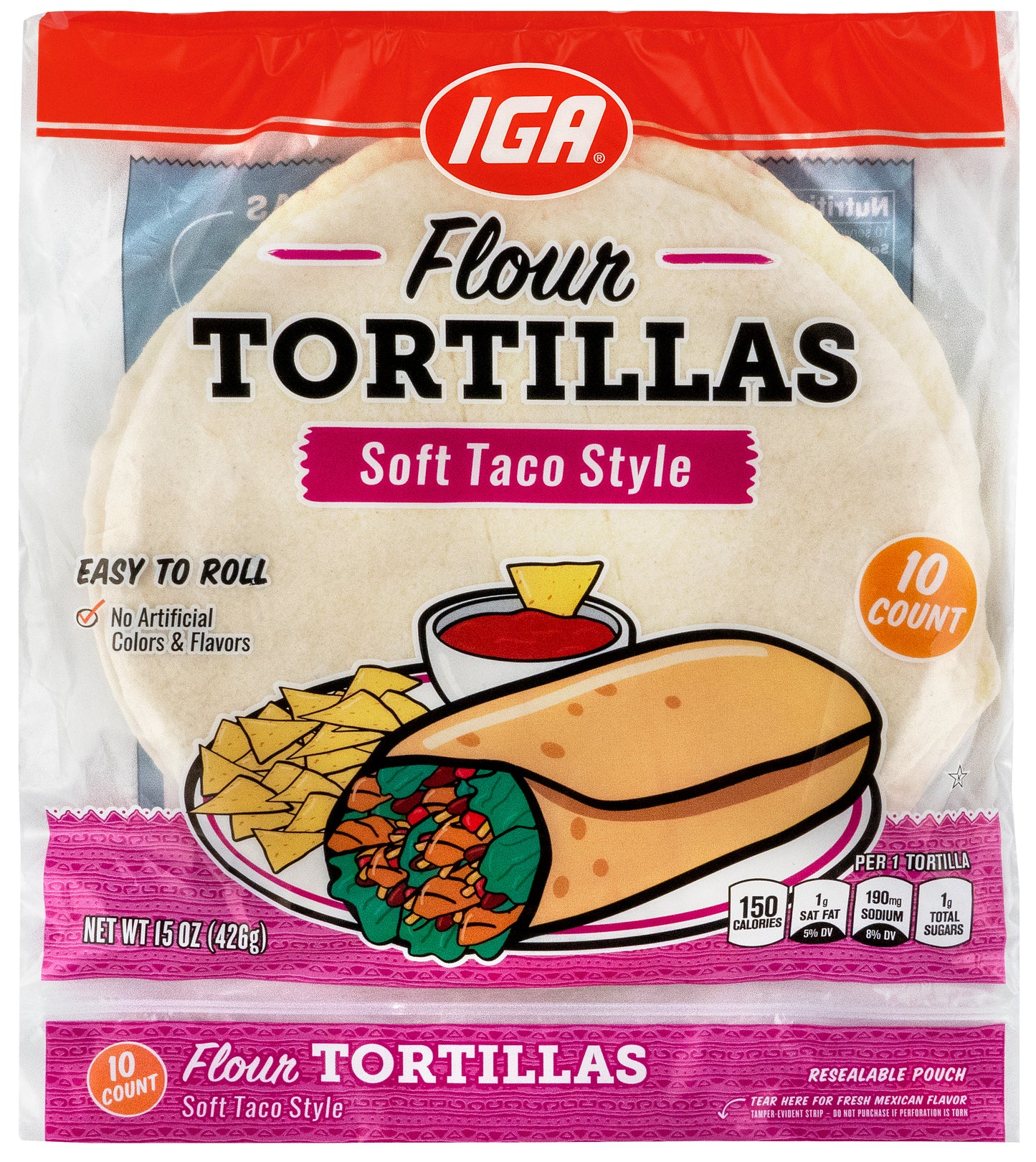 TORTILLAS FLOUR SOFT TACO STYLE 10 CT 15 OZ