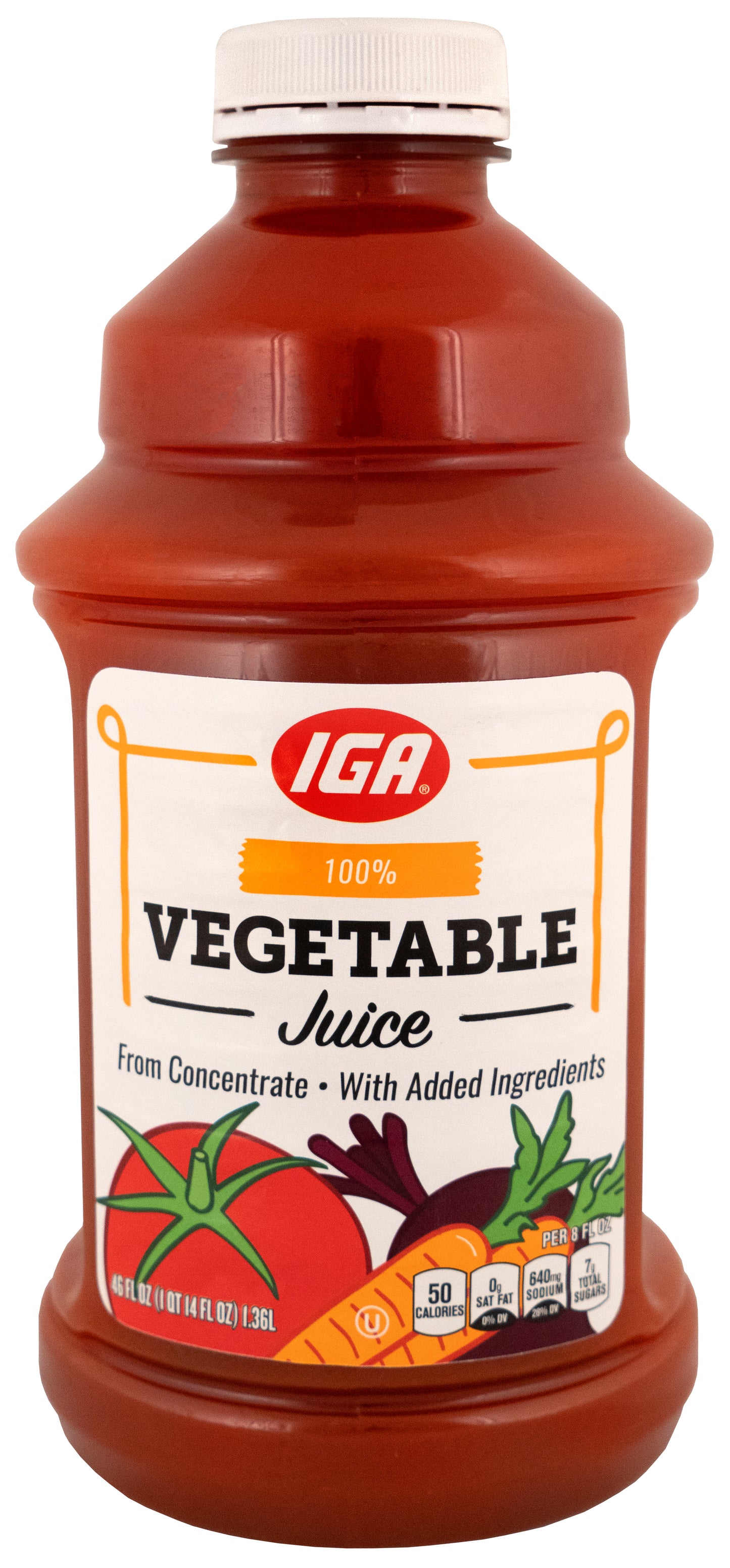 VEGETABLE JUICE 100% CONC PET 46 OZ