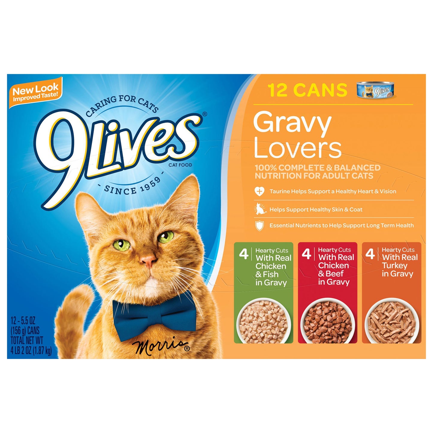 9 Lives Gravy Favorites Wet Cat Food Variety Pack, 5.5-Ounce Cans, 12 Count