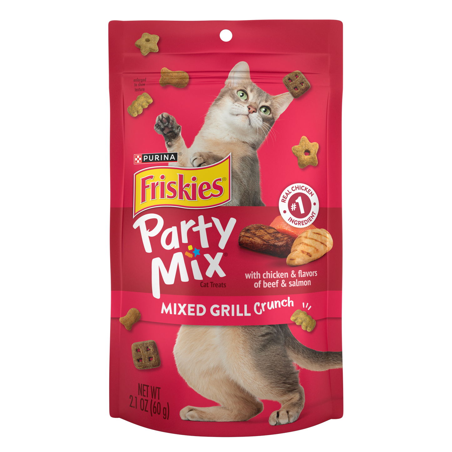 Purina Friskies Cat Treats, Party Mix Mixed Grill Crunch - 2.1 oz. Pouch