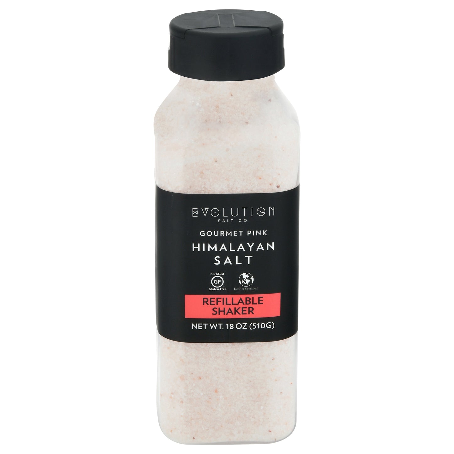 Evolution Salt Co. Gourmet Pink Himalayan Salt Refillable Shaker 18 oz