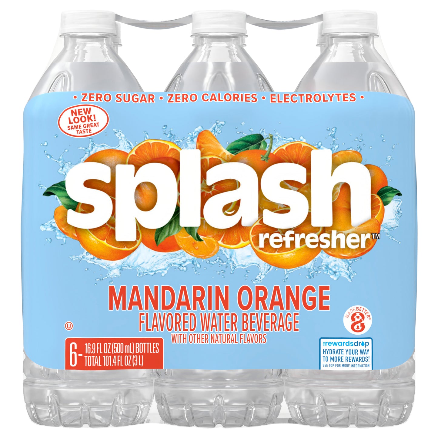 Splash Refresher Mandarin Orange Flavored Water, 16.9 fl oz, 6 Pack
