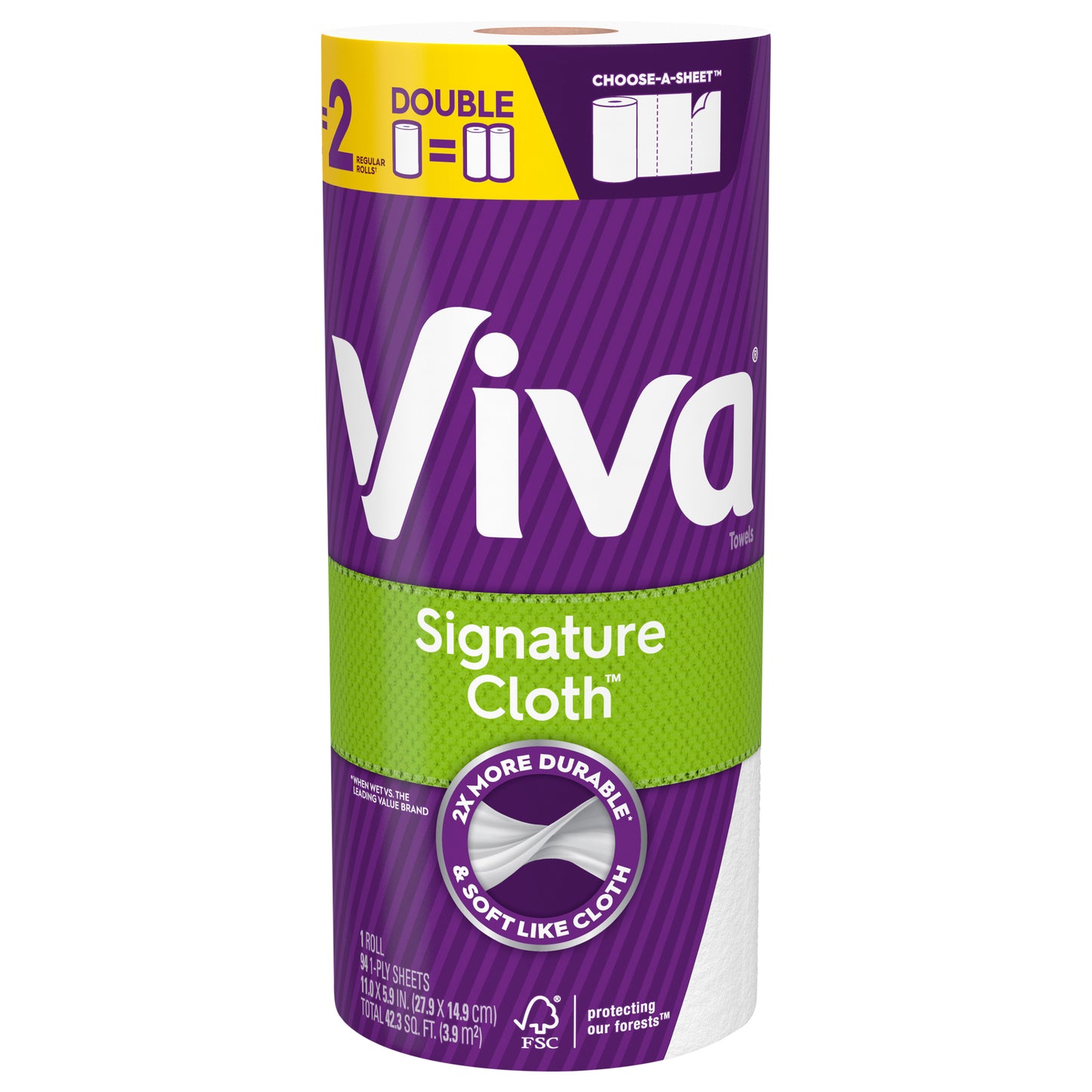 Viva Signature Cloth Paper Towels, Choose-A-Sheet - 1 Double Roll (94 Sheets per Roll)