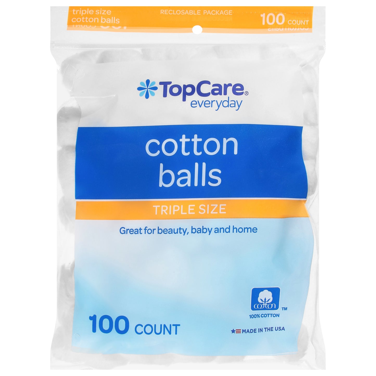 TopCare Everyday Cotton Balls Triple Size 100 ea