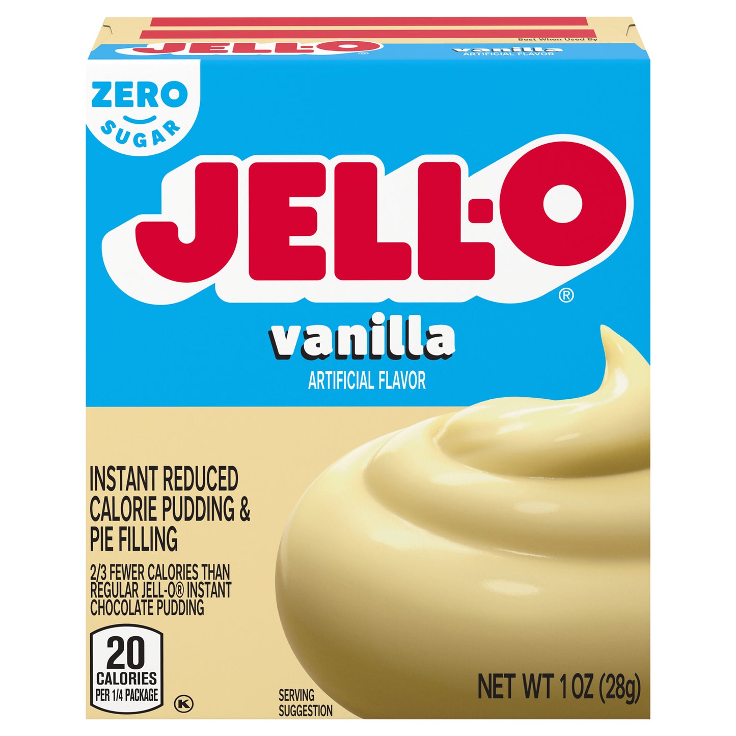 Jell-O Vanilla Artificially Flavored Zero Sugar Instant Reduced Calorie Pudding & Pie Filling Mix, 1 oz. Box
