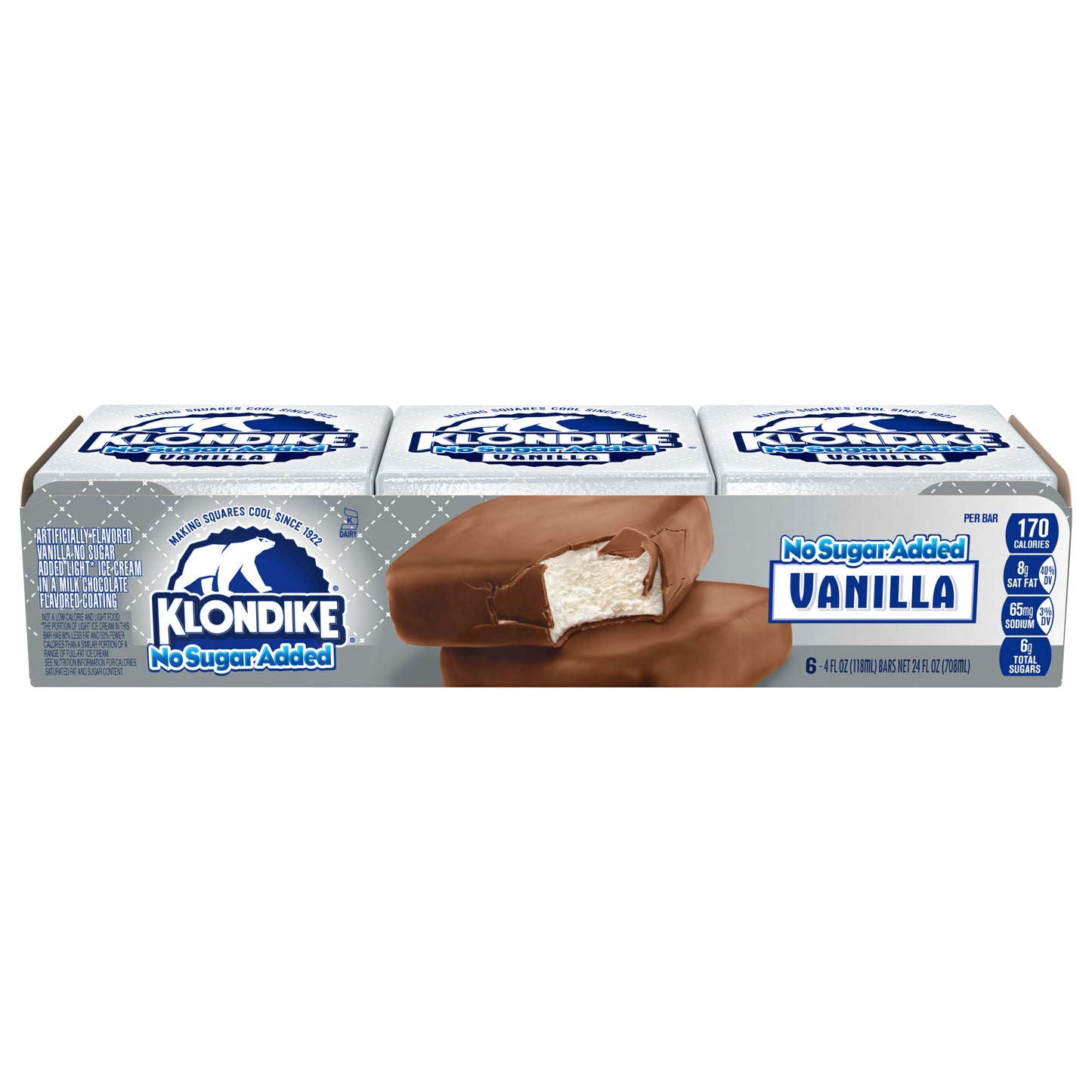 Klondike Original No Sugar Added Dessert Bar Frozen Dairy Dessert Bars,