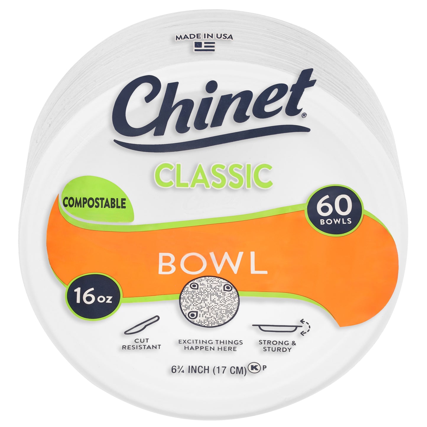 Chinet Classic 16 Ounce Compostable Bowls 60 ea