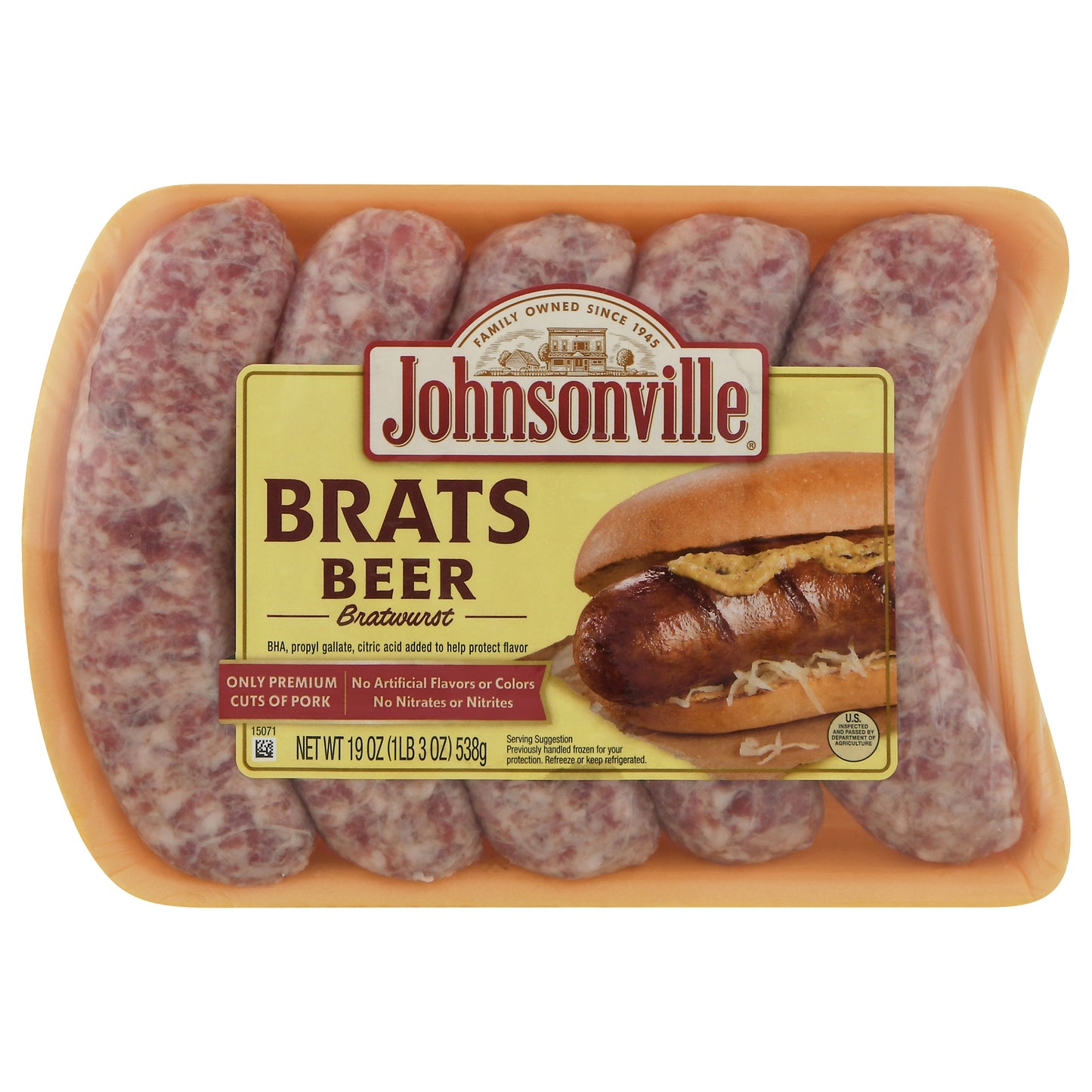 Johnsonville Brats Beer Bratwurst 19 oz