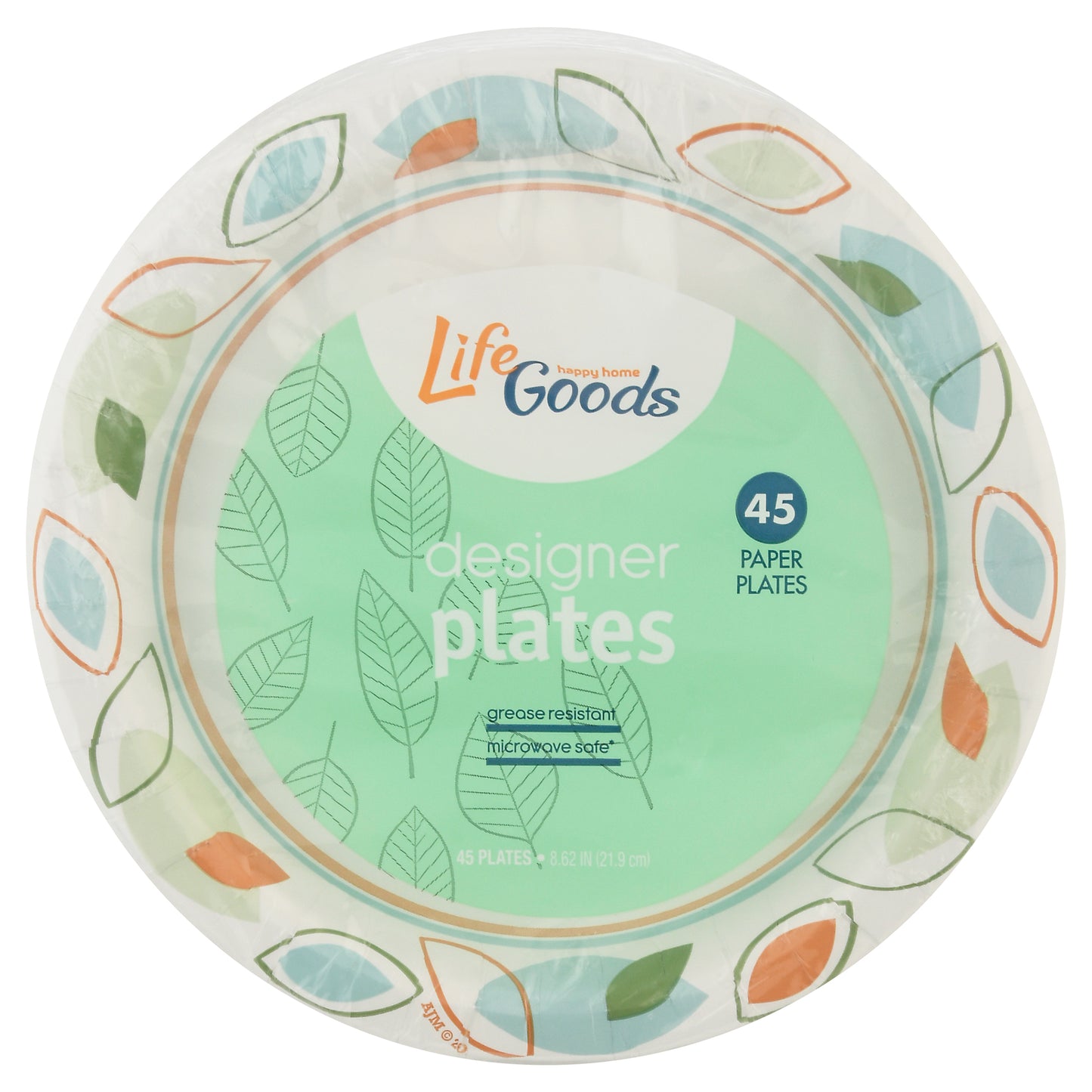 Life Goods 8.62 Inch Designer Paper Plates 45 ea