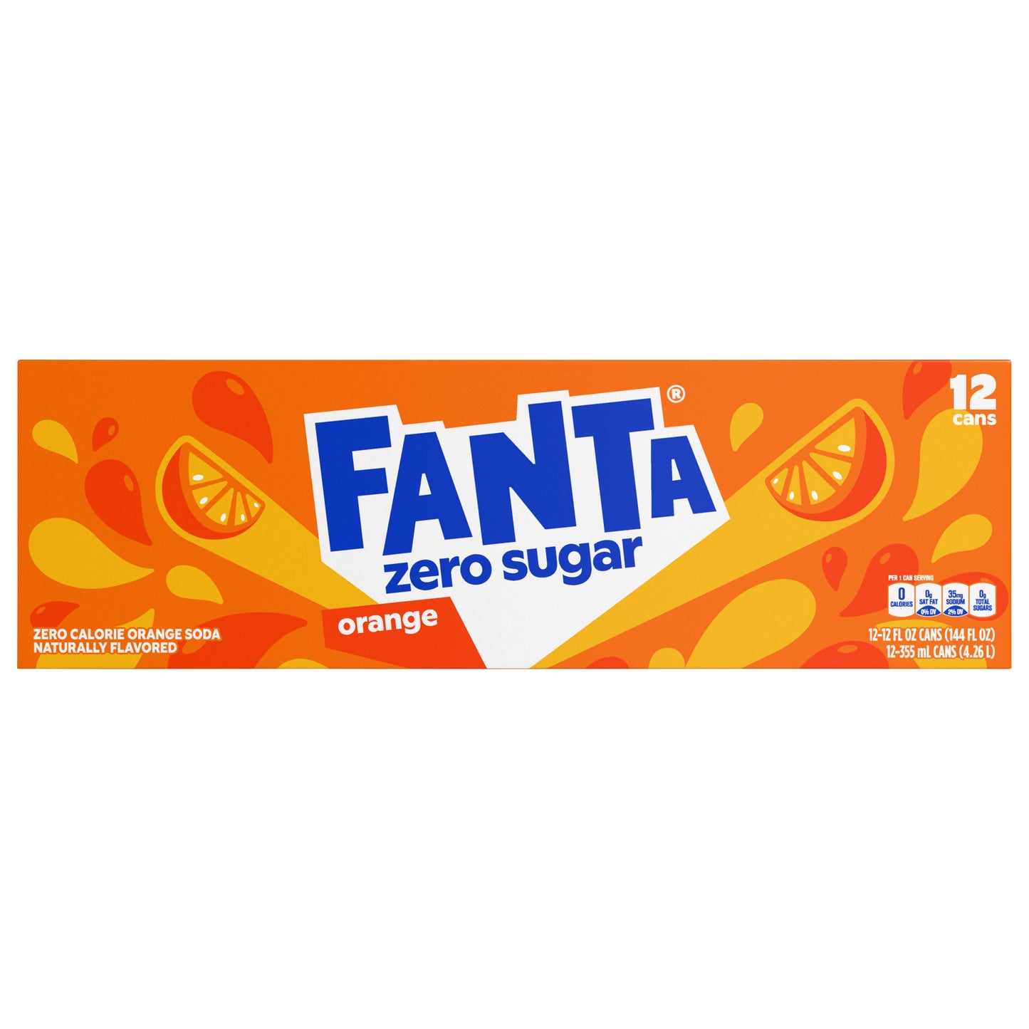 Fanta Orange Zero Sugar Fridge Pack Cans, 12 fl oz, 12 Pack