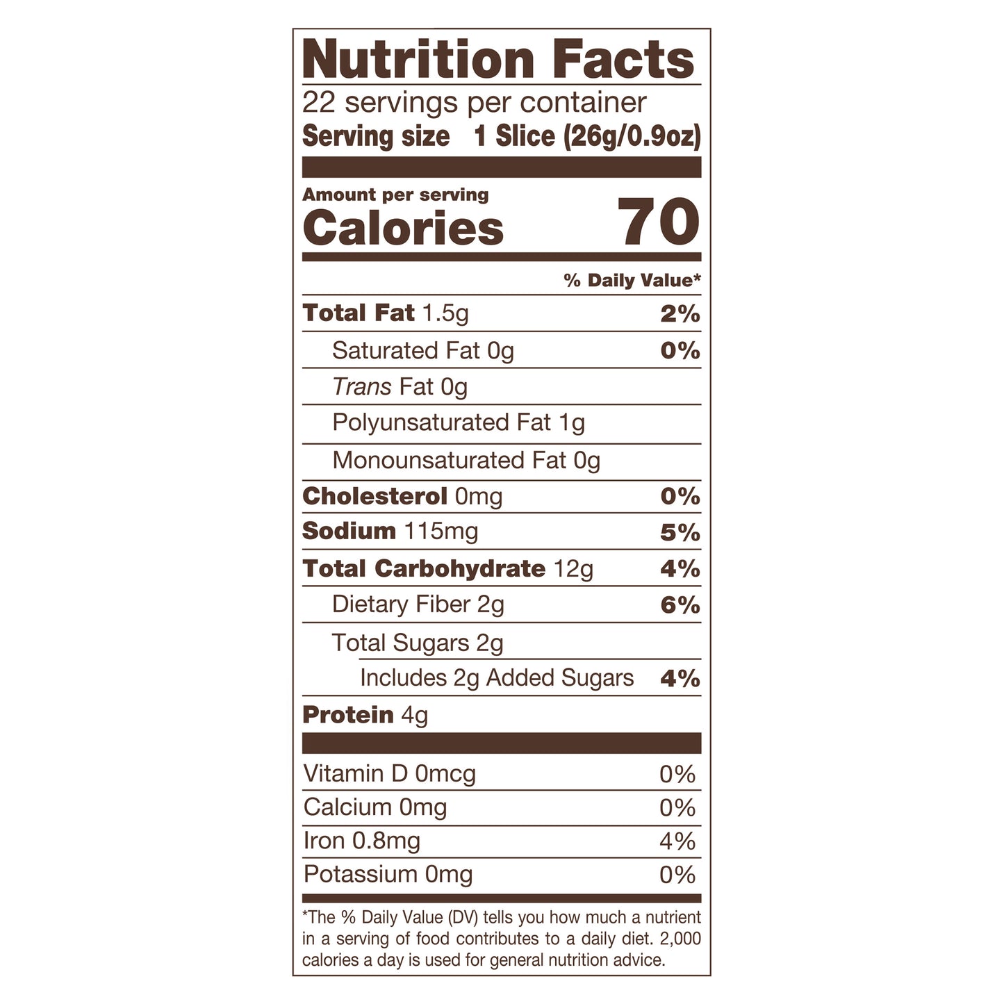 Nature's Own 100% Whole Grain, Whole Grain Sandwich Bread, 20 oz Loaf