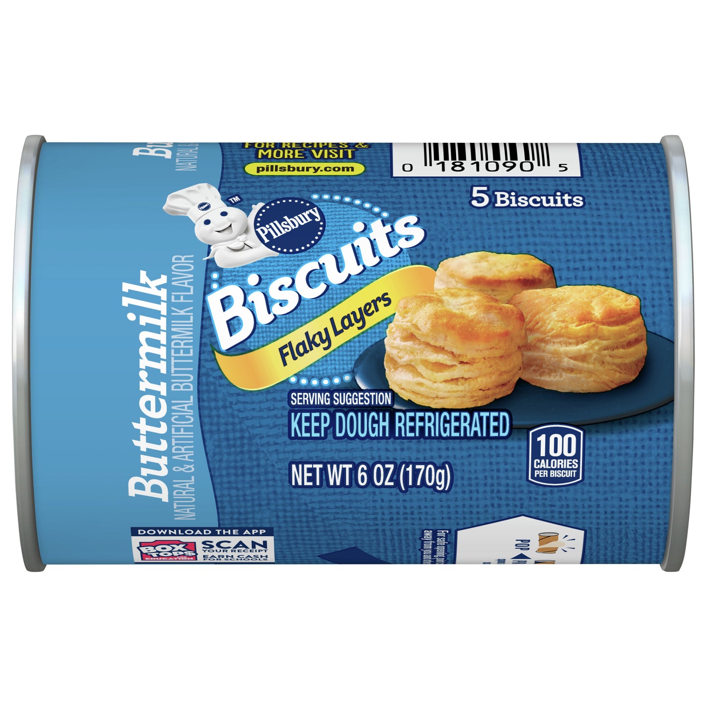Pillsbury Flaky Layers Refrigerated Buttermilk Biscuits, 5 ct., 6 oz.