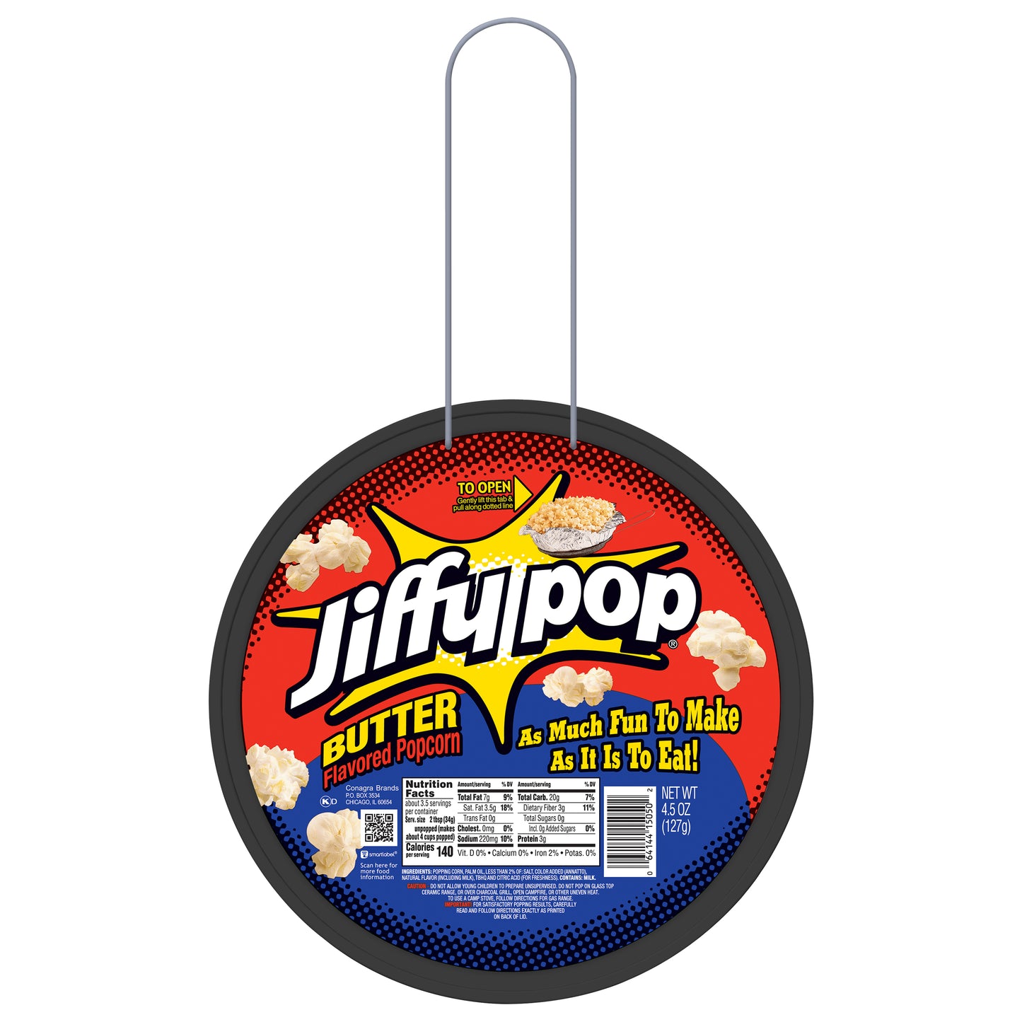 JIFFY POP Butter Flavored Popcorn, Stovetop Popping Pan, 4.5 oz.