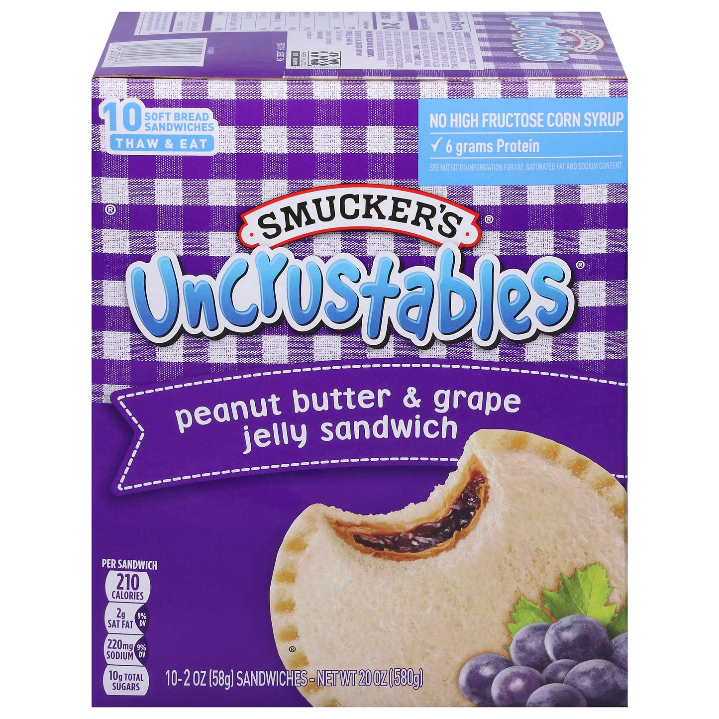 Smucker's Uncrustables Jelly Peanut Butter & Grape Jelly Sandwich 10 - 2 oz Sandwiches