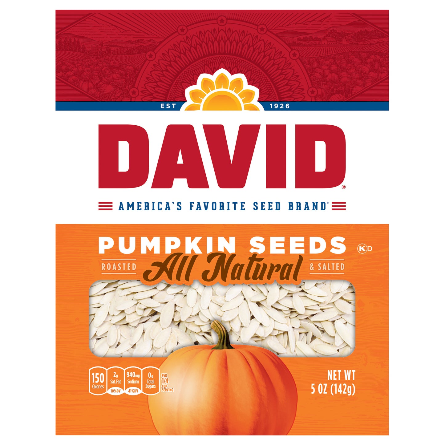David Roasted and Salted Pumpkin Seeds, Keto Friendly Snack, 5 oz. Bag