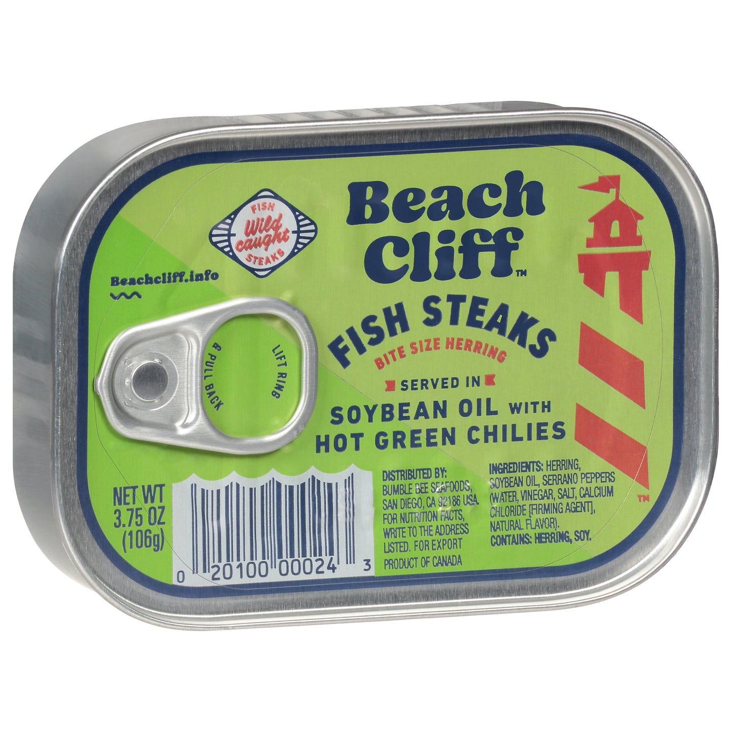 Beach Cliff in Soybean Oil with Hot Green Chilies Fish Steaks 3.75 oz