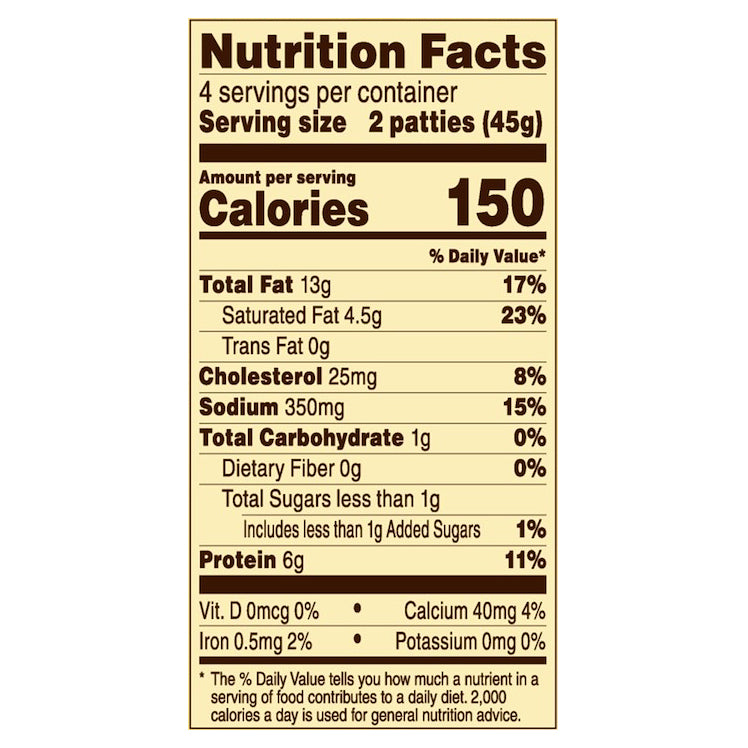 Banquet Brown ‘N Serve Original Fully Cooked Sausage Patties, Frozen Meat, 8 Count, 6.4 OZ