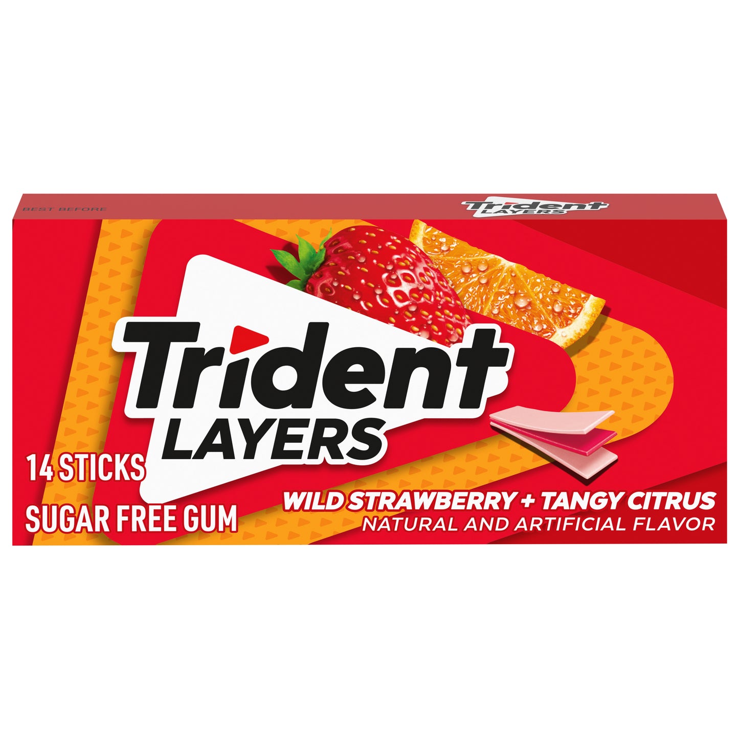 Trident Layers Sugar Free Wild Strawberry + Tangy Citrus Gum 14 ea