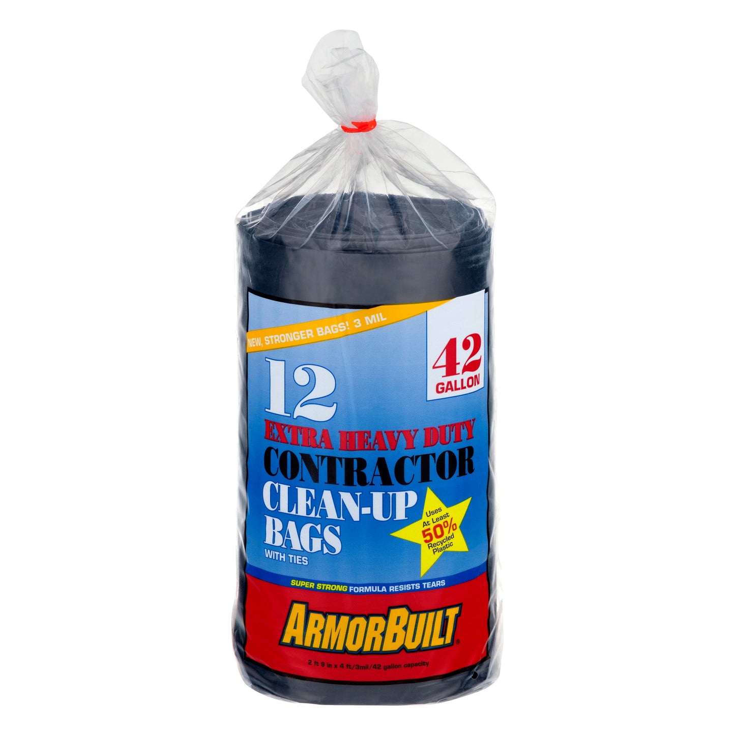 ArmorBuilt 42 Gallon Extra Heavy Duty Contractor Clean-Up Bags with Ties 12 ea