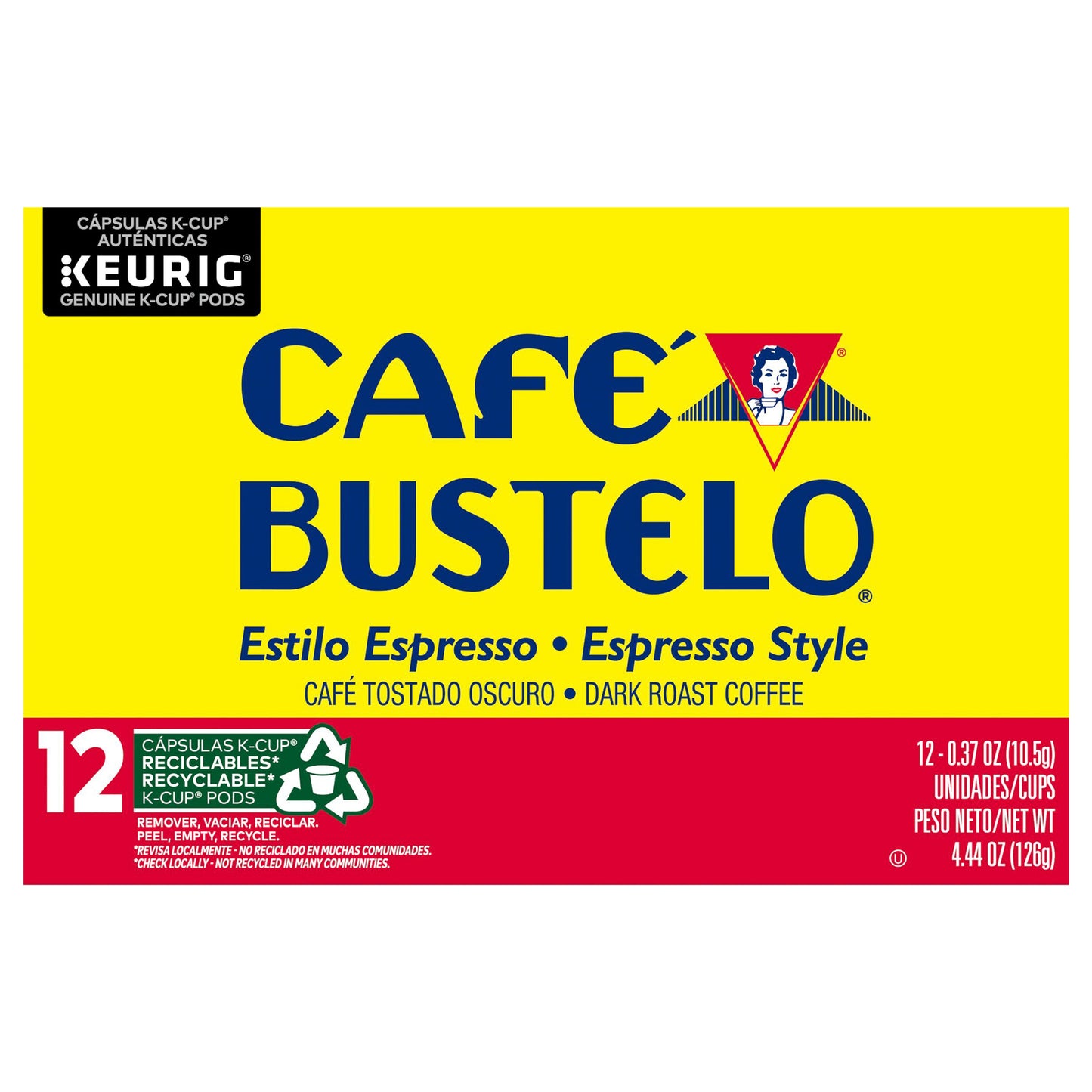 Café Bustelo Espresso Style, Dark Roast Coffee, Keurig K-Cup Pods for Keurig K-Cup Pods, 12 Count Box