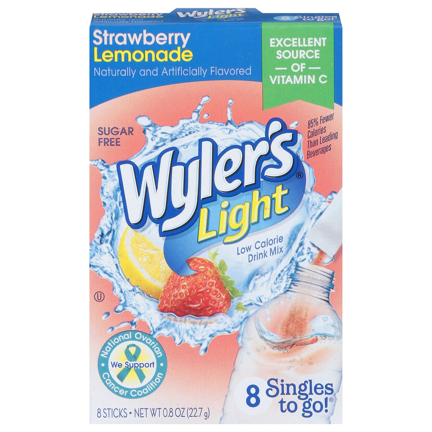 Wyler's Light Low Calorie Strawberry Lemonade Drink Mix 8 ea