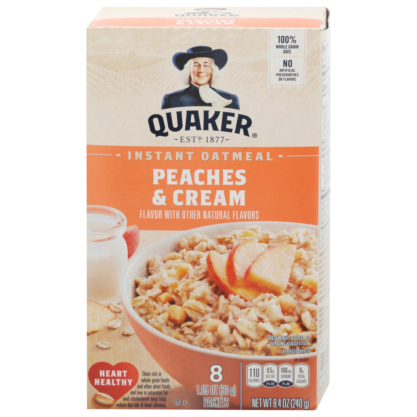 Quaker Instant Peaches & Cream Oatmeal Packet 8 ea