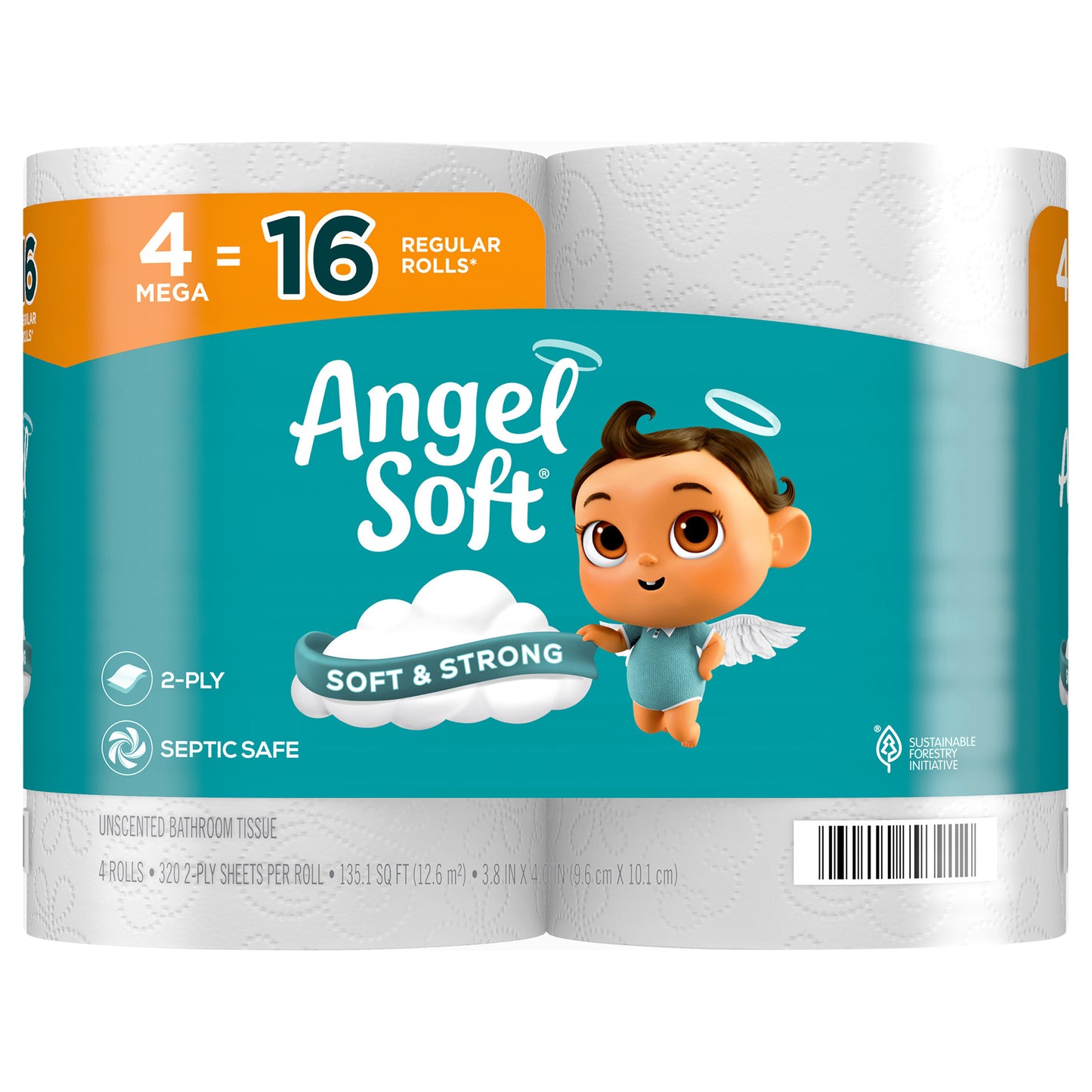 ANGEL SOFT® TOILET PAPER, 4 MEGA ROLLS