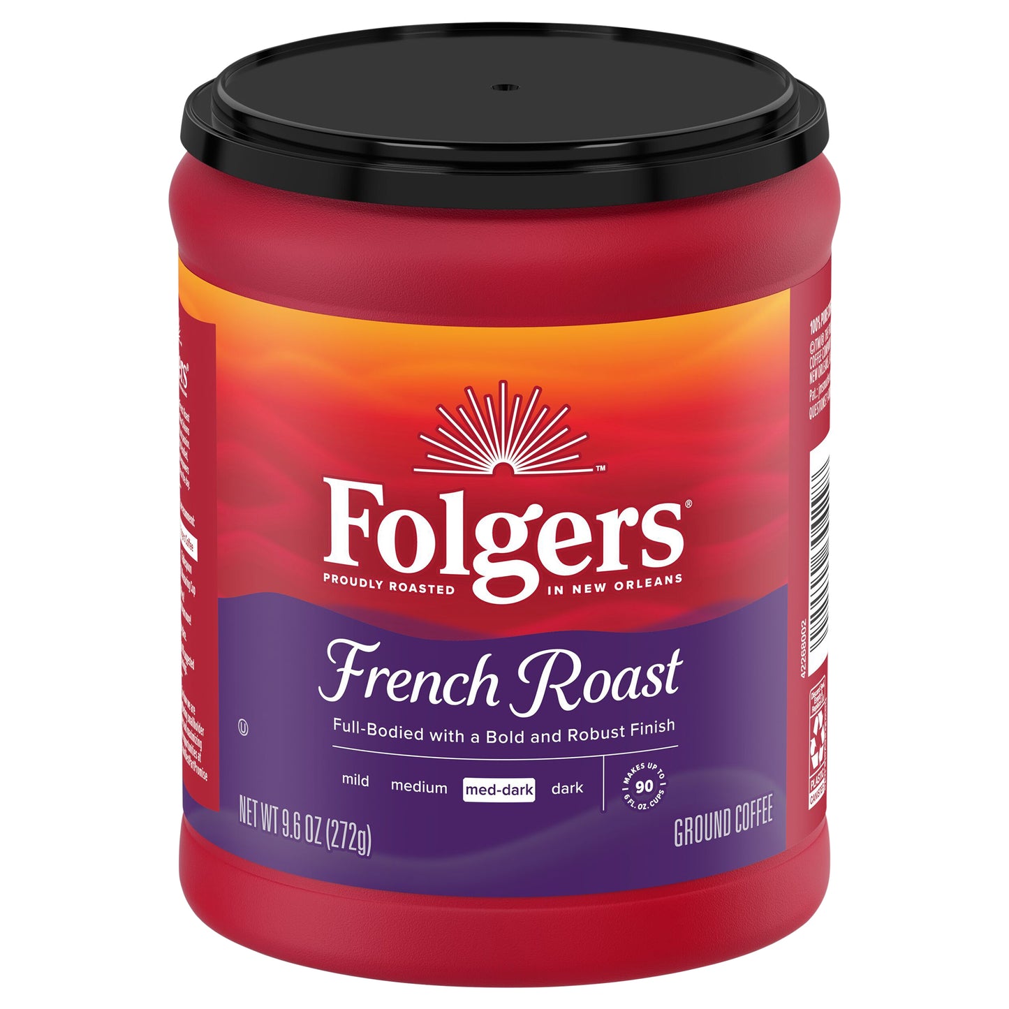 Folgers French Roast Medium-Dark Roast Ground Coffee, 9.6-Ounce Canister