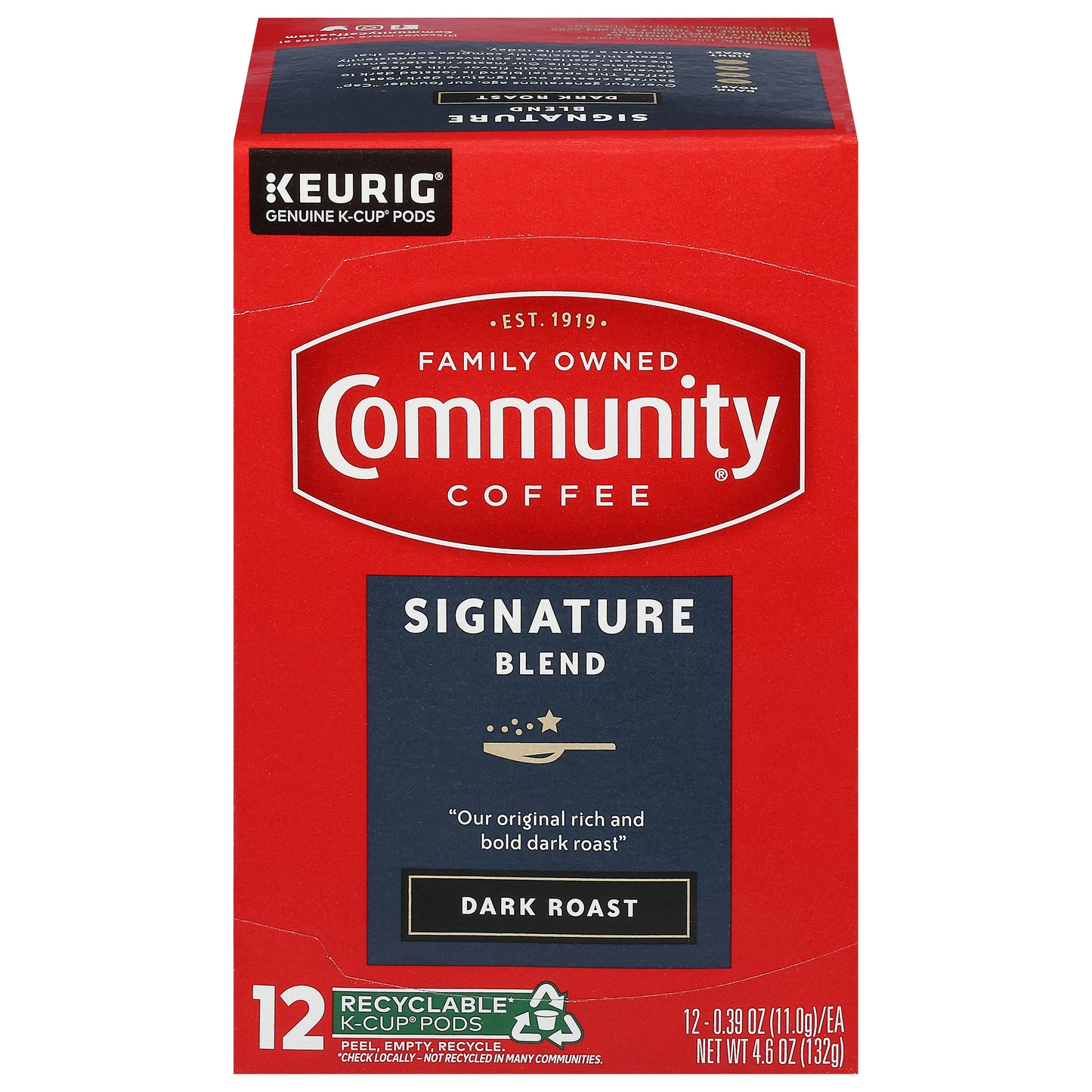 Community Coffee Dark Roast Signature Blend Coffee 12 - 0.39 oz K-Cup Pods