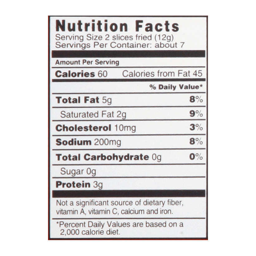 Carolina Pride Sliced Original Cut Bacon 12 oz Box