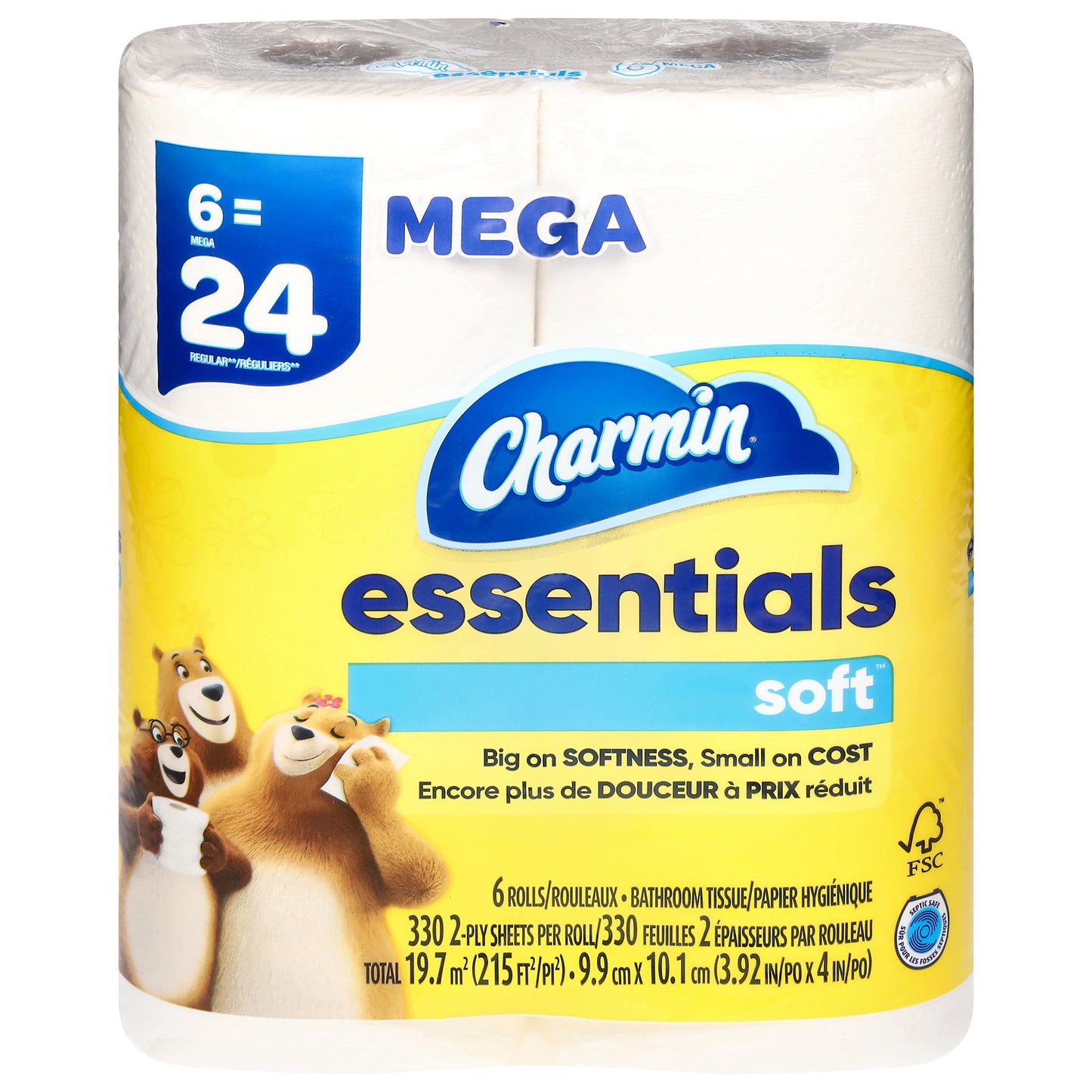 Charmin Essentials 2-Ply Mega Rolls Soft Bathroom Tissue 6 ea