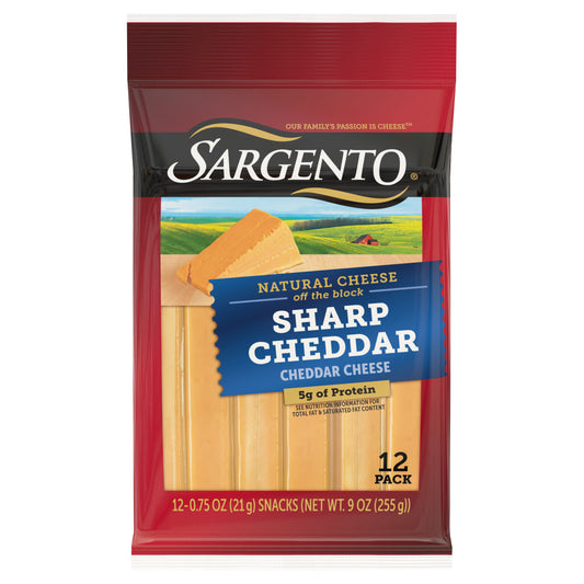 Sargento® Sharp Natural Cheddar Cheese Snack Sticks, 12-Count