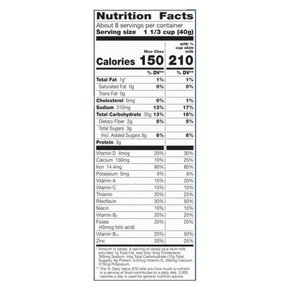 Rice Chex Gluten Free Breakfast Cereal, Made with Whole Grain, 12 oz