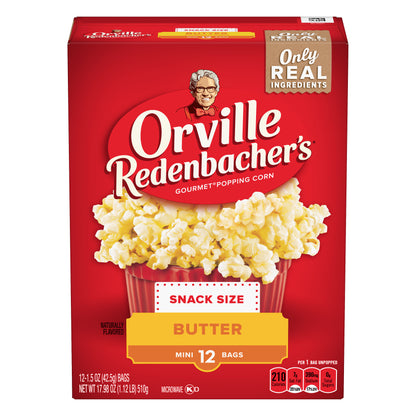 Orville Redenbacher's Butter Popcorn, 1.5 Ounce Single Serve Bag, 12-Count