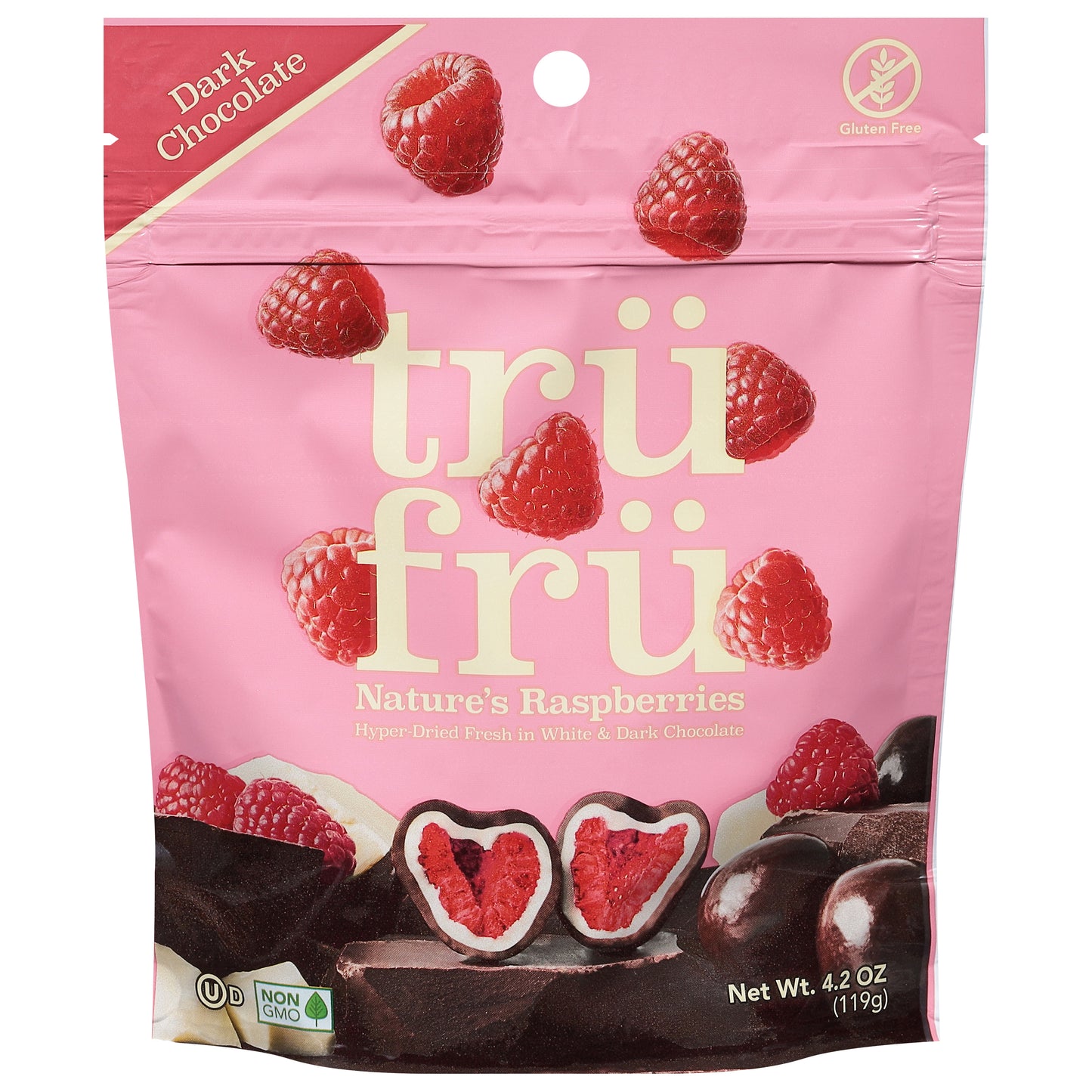 Tru Fru Dark Chocolate Nature's Raspberries 4.2 oz