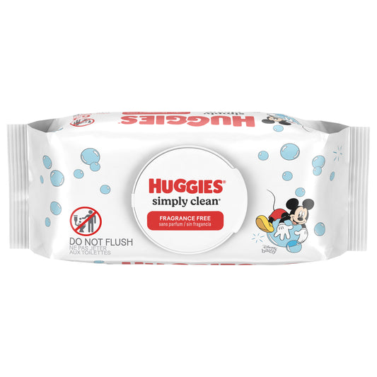 Huggies Simply Clean Unscented Baby Wipes, 1 Flip-Top Pack (64 Wipes Total)