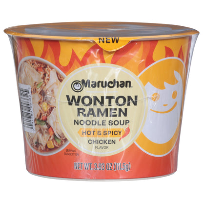 Maruchan Hot & Spicy Wonton Ramen Chicken Flavor Noodle Soup 3.93 oz